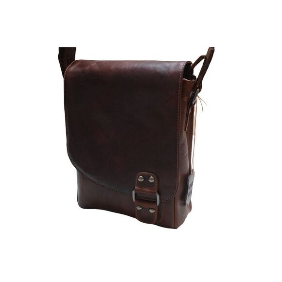New Brown Genuine Leather Messenger Bag - Picture 1 of 9